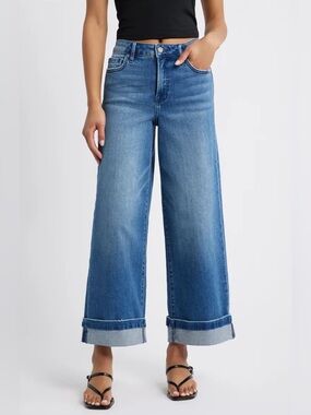 NWT HIDDEN Nori Cuffed High Rise Wide Leg Ankle Jeans